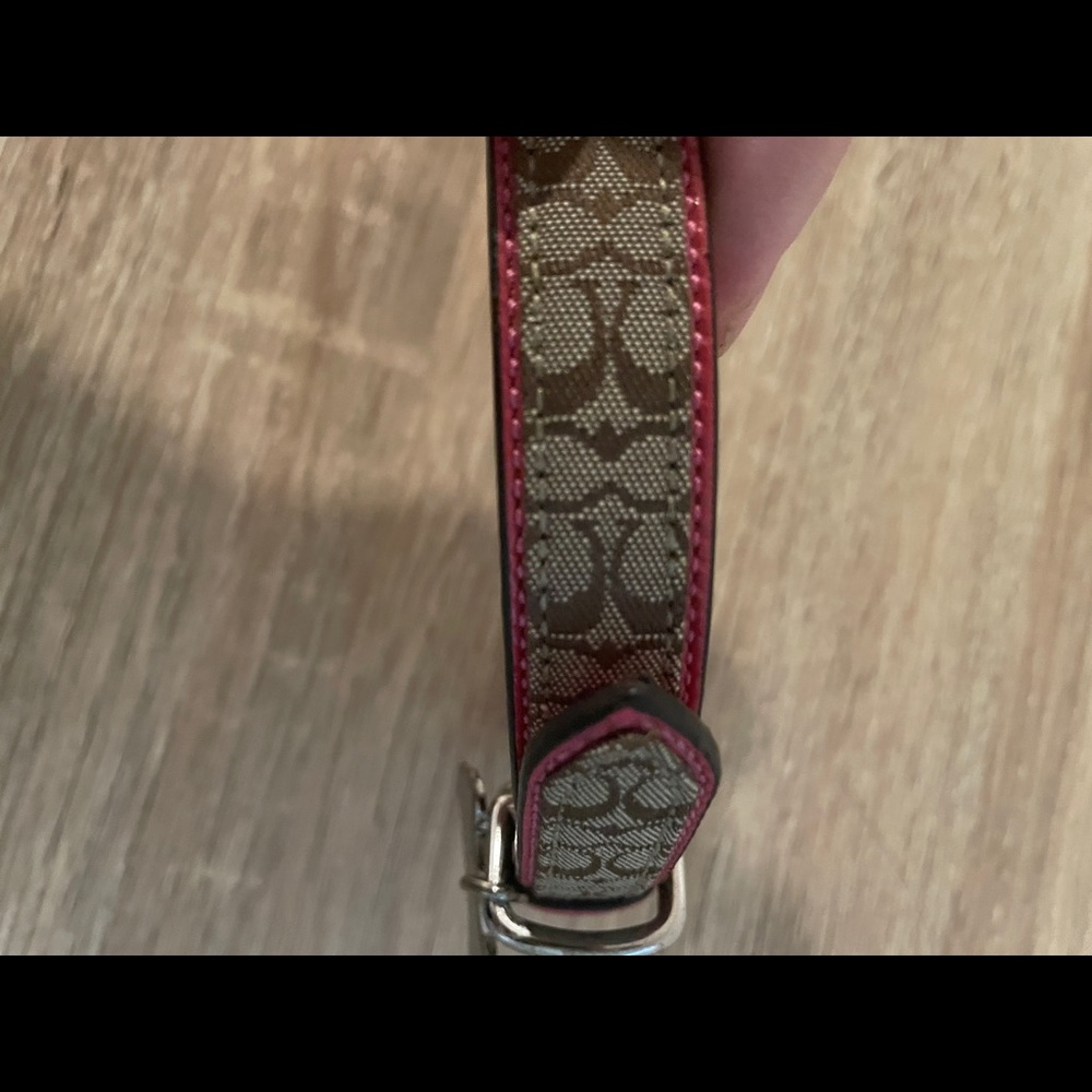 Coach Pink Khaki Signature Dog Collar